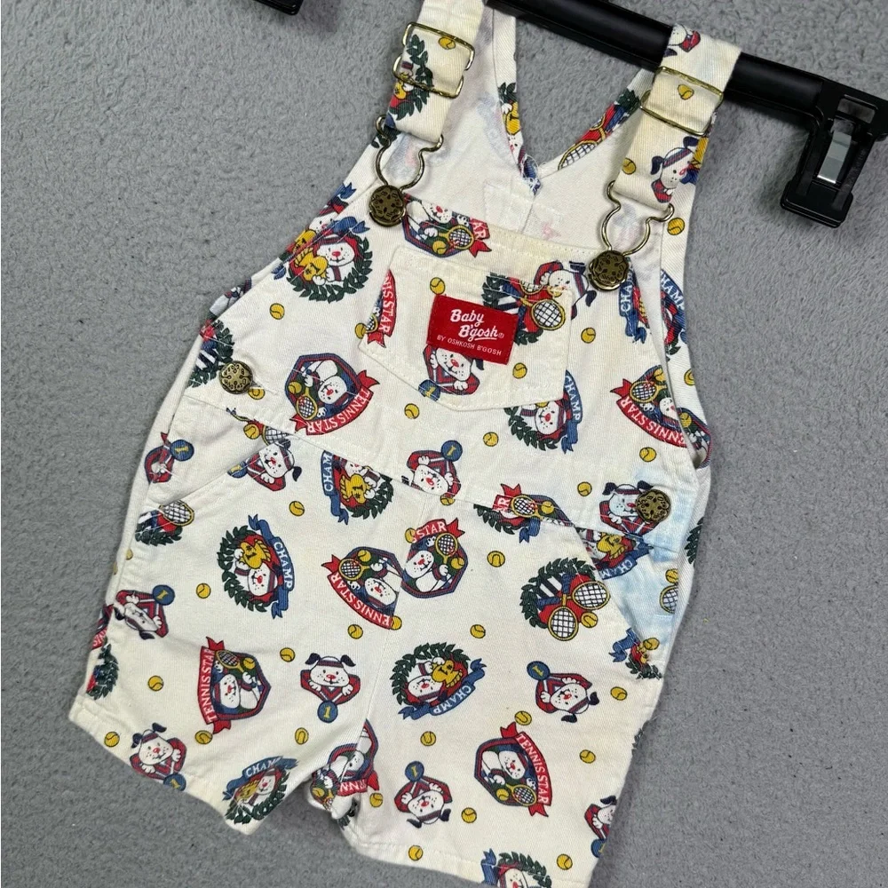 Kids Vintage OshKosh Baby B'Gosh Overalls AOP Tennis‎ Dog overalls Shortalls